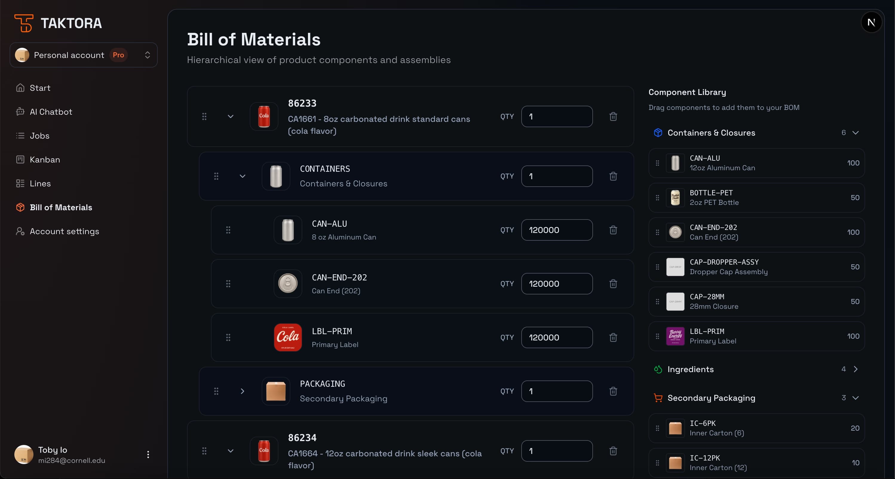 TAKTORA - Bill of Materials