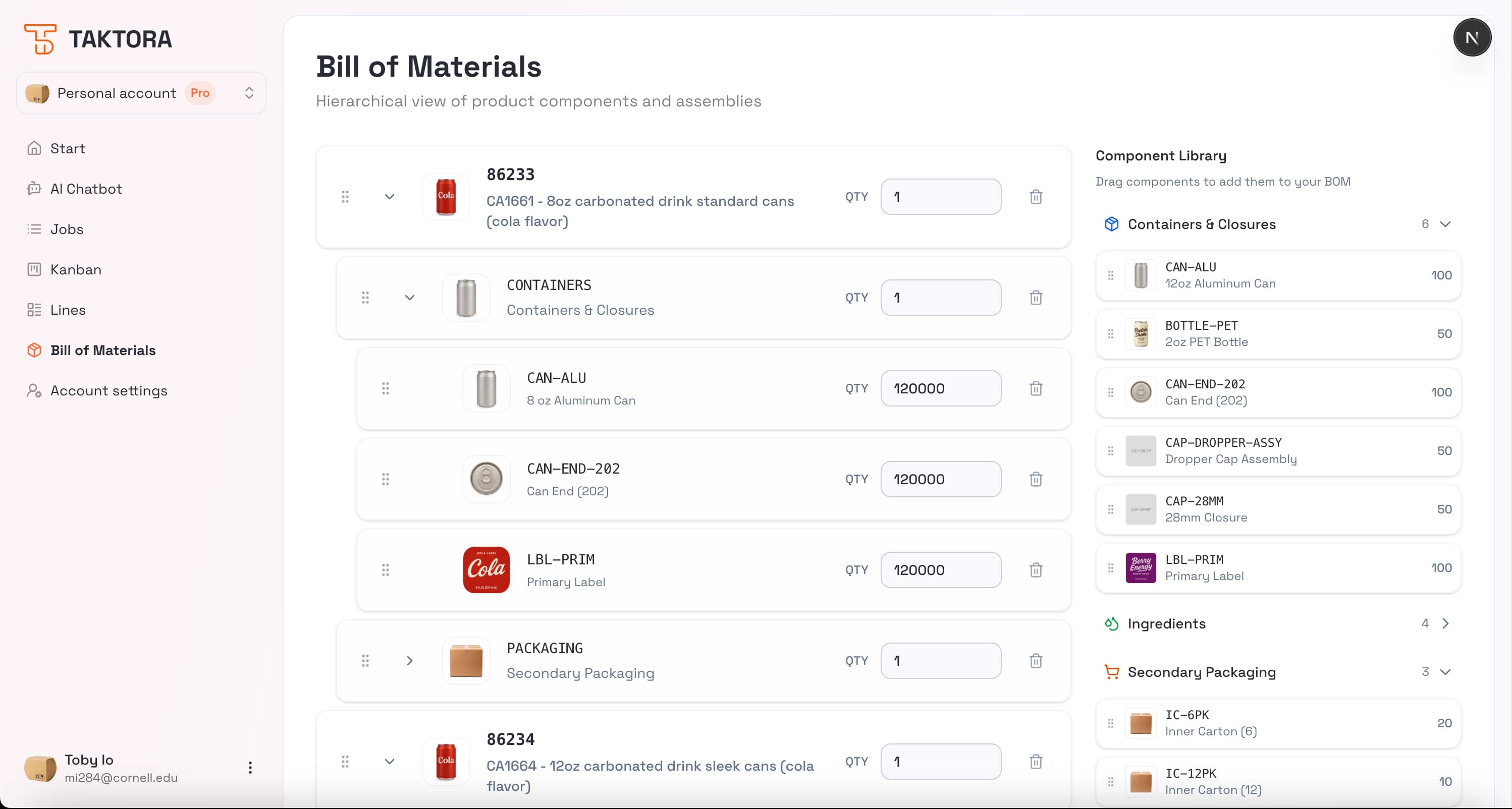 TAKTORA - Bill of Materials